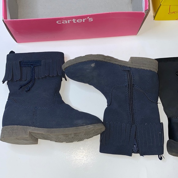 2 Pair Bundle - Dahlia Black Boots Kid’s Smart Fit Sz 9.5 / Navy Blue Boots Sz10 - Picture 2 of 9